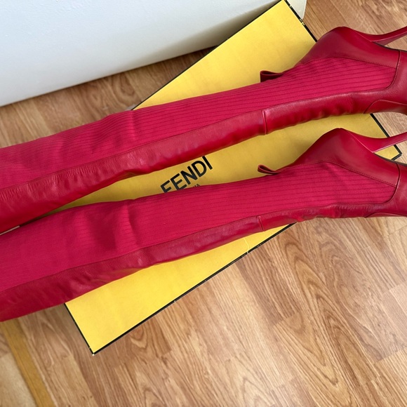 Fendi | Shoes | Fendi Red Overtheknee Boots | Poshmark
